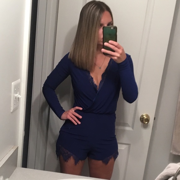 Charlotte Russe Other - Royal blue long sleeve romper
